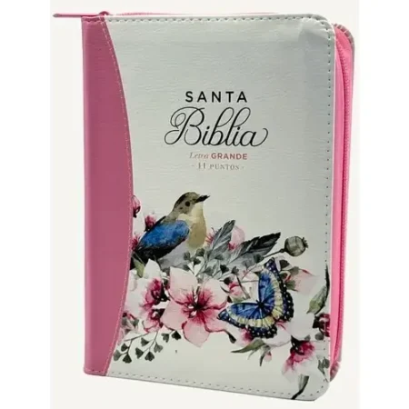 BIBLIA RVR60 045 LG PRIMAVERAL ROSA CON CIERRE